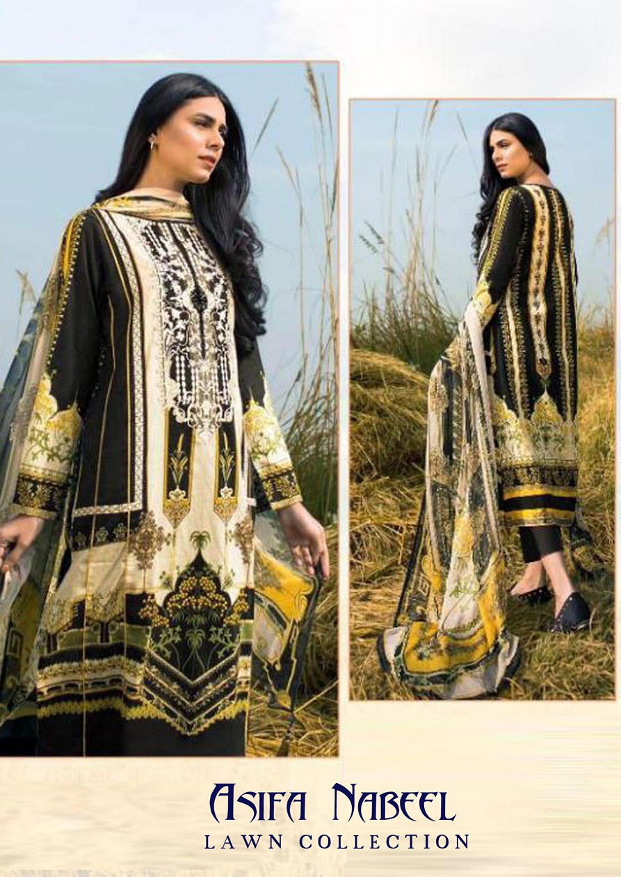 Asifa Nabeel 4 Lawn Printed Karachi Dress Materials collection